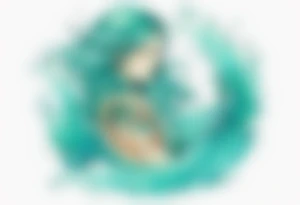 a turquoise selkie emerging from the sea tattoo idea