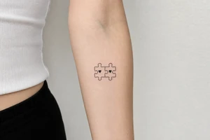 Two puzzle pieces that would only fit together with only the two to make one for two lovers tattoo idea
