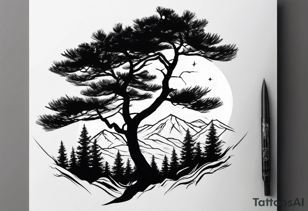 Two Pine tree silhouette tattoo idea