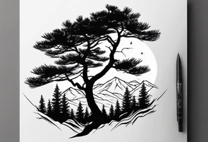 Two Pine tree silhouette tattoo idea