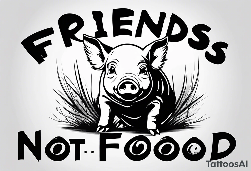 cute piglet.
with text: "friends not food" tattoo idea cute piglet.
with text: "friends not food" tattoo idea
