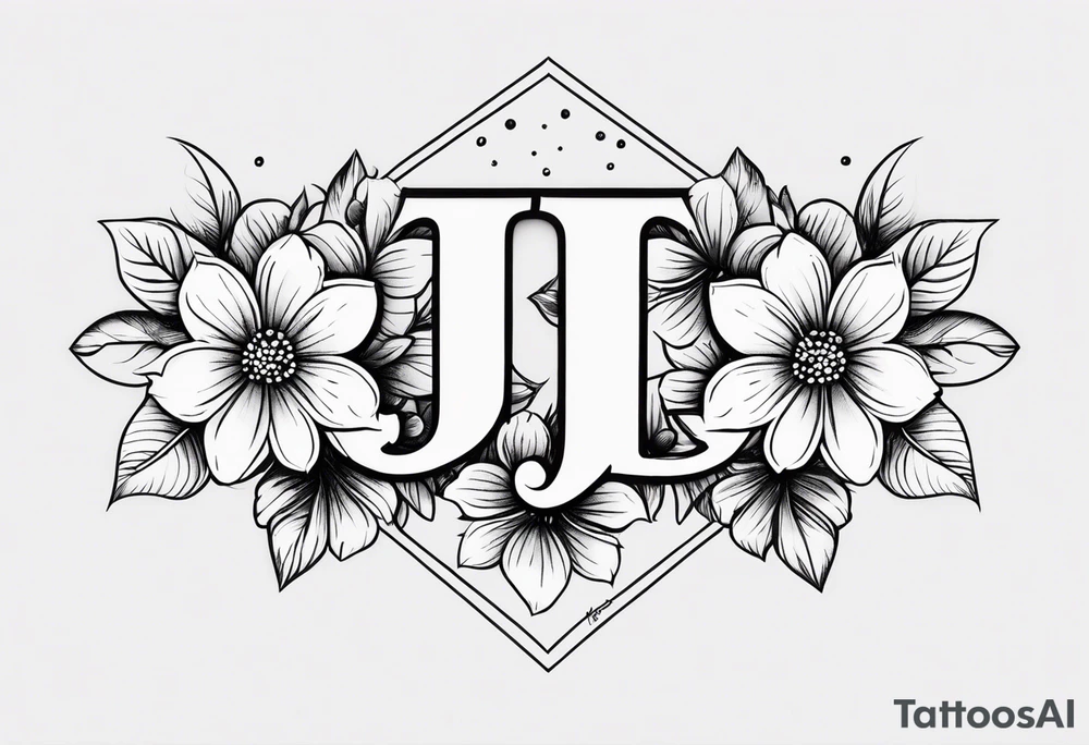 Small tattoo with Four small flowers with initials J, F, K, & L in them tattoo idea