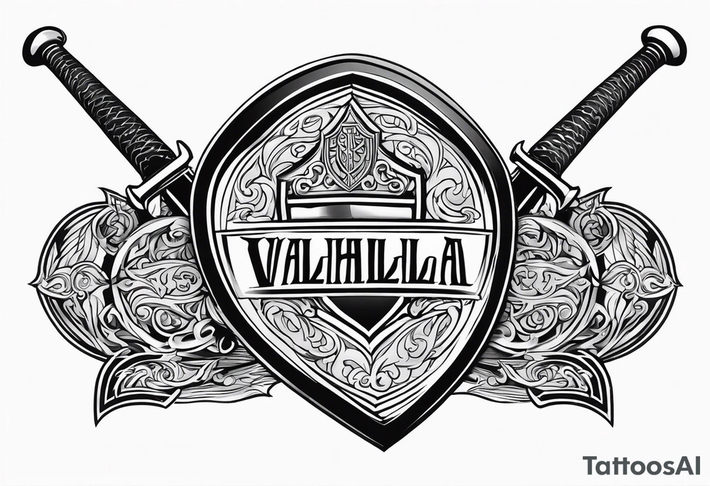 Valhalla shield sword tattoo idea