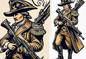 charging 
revolutionary war colonial soldier with Ar-15 and Liberty Bell Liberty or death tattoo idea