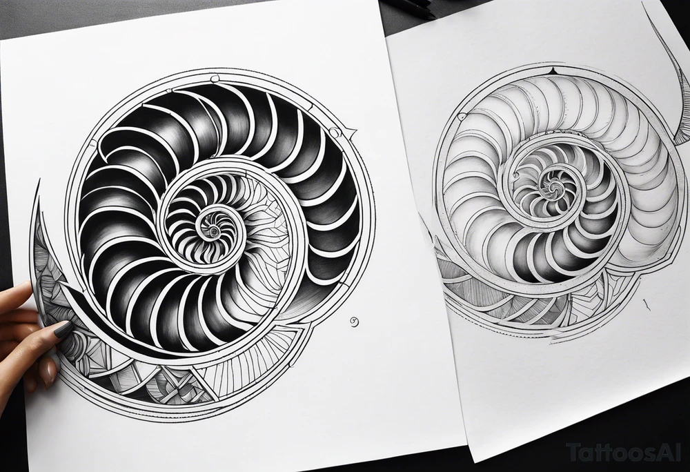 geometric golden ratio nautilus tattoo simple tattoo idea