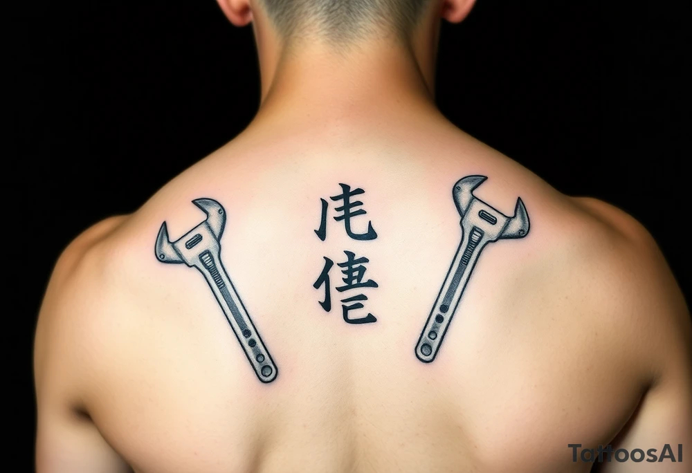 Straight Pipe Wrenches and kanji tattoo idea