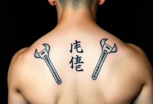 Straight Pipe Wrenches and kanji tattoo idea