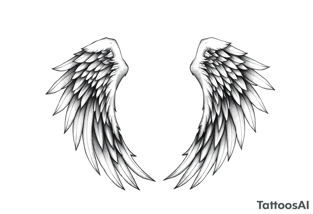 Realistic angelwings verlinken long tattoo idea