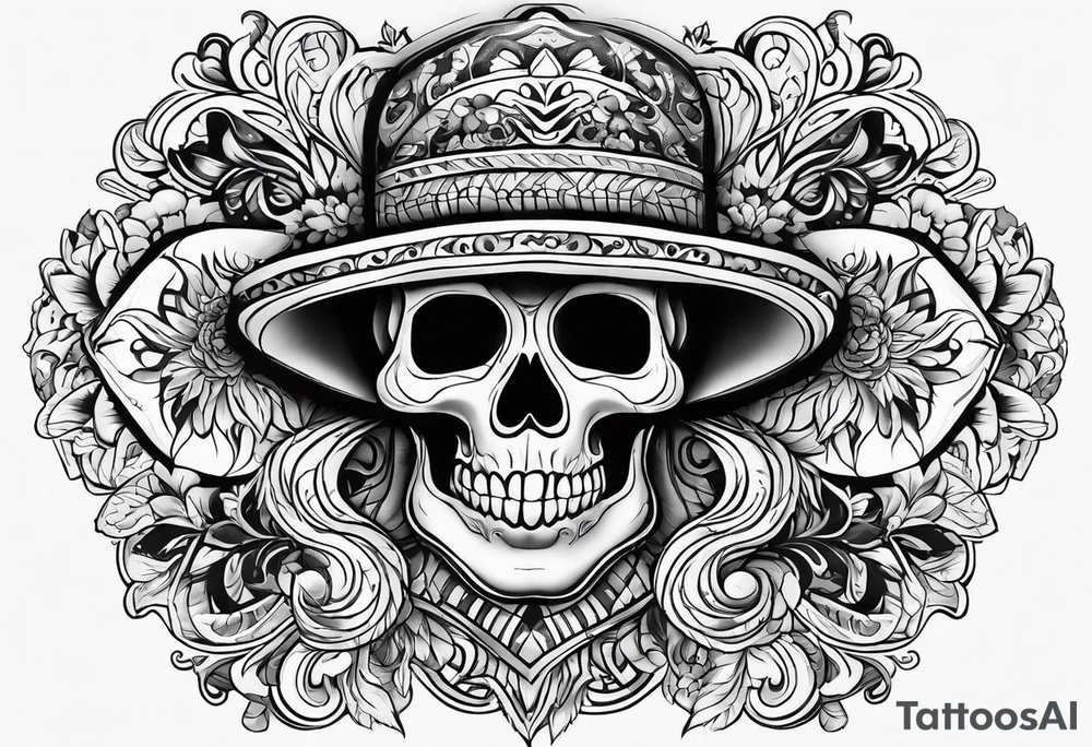 Ghost with Mexican pattern tattoo idea