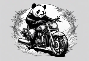 panda riding a motorcycle tattoo idea