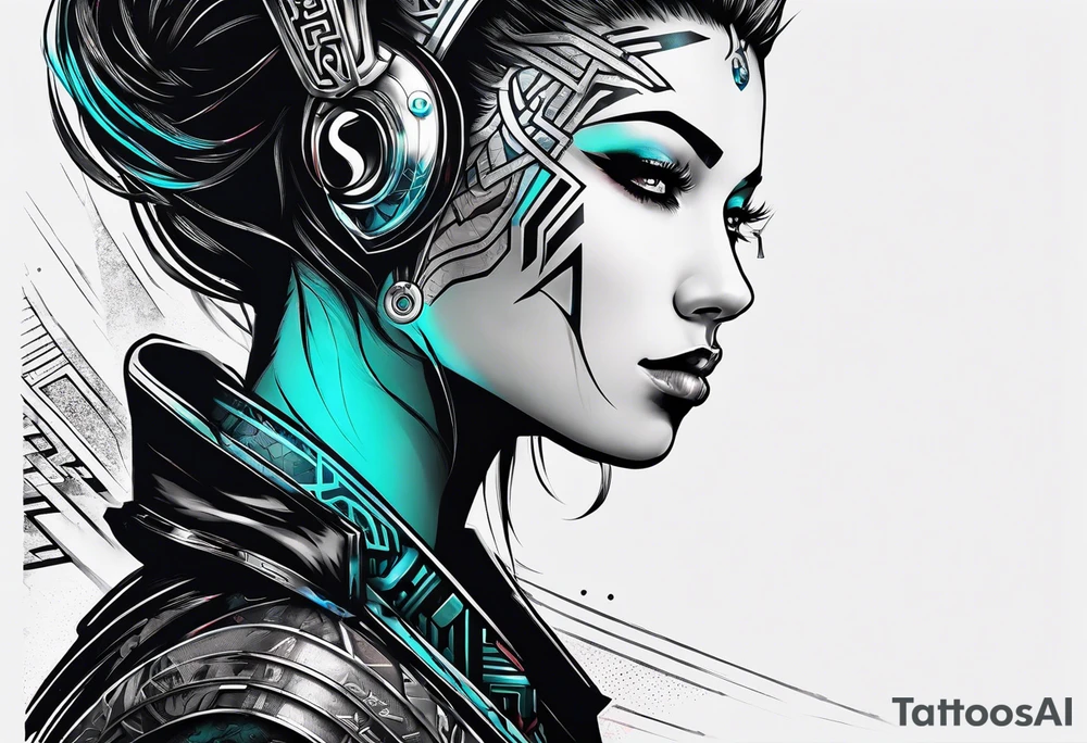 cyberpunk themed enki tattoo
don't inlcuded a face tattoo idea