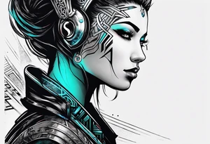 cyberpunk themed enki tattoo
don't inlcuded a face tattoo idea