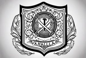 Valhalla shield sword 
axe steps tattoo idea