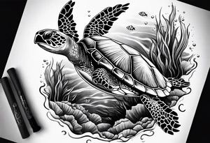 Leg tattoo
Sea turtle
Underwater tattoo idea