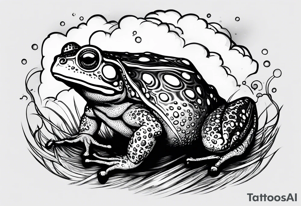 A toad in a thunderstorm tattoo idea
