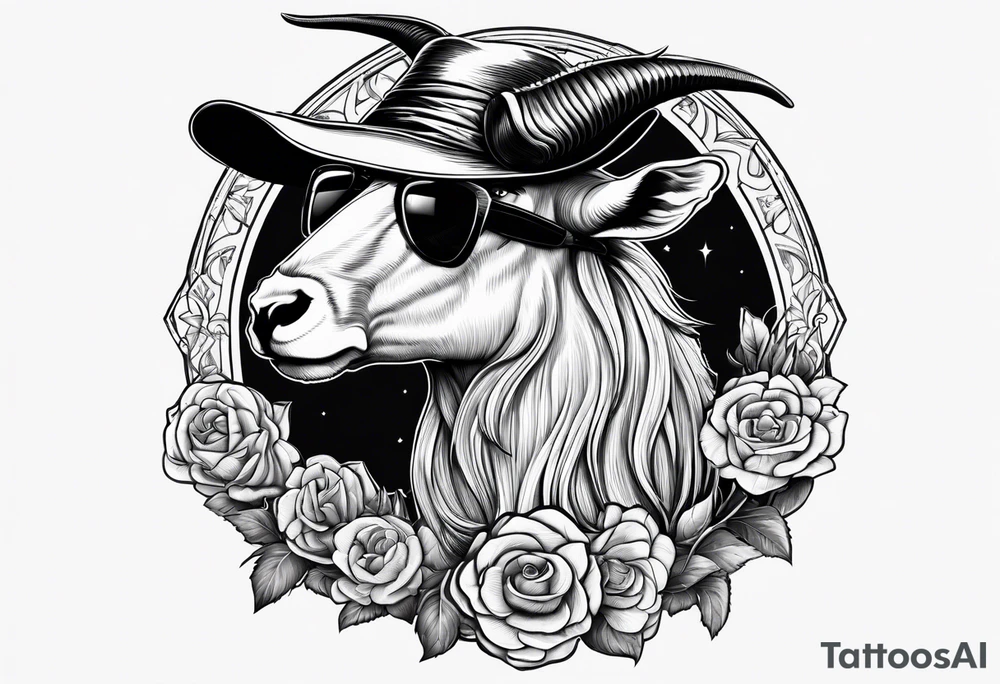 capricorn with sunglasses and shotgun tattoo idea