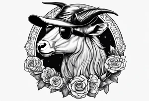 capricorn with sunglasses and shotgun tattoo idea
