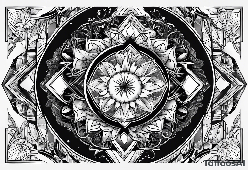 A full sleeve for the forearm with a geometric design tattoo idea
