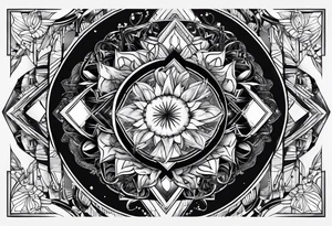 A full sleeve for the forearm with a geometric design tattoo idea