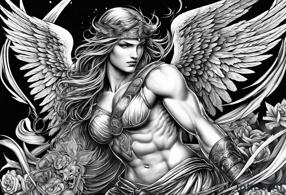 Angel warrior killing fight a bad angel tattoo idea