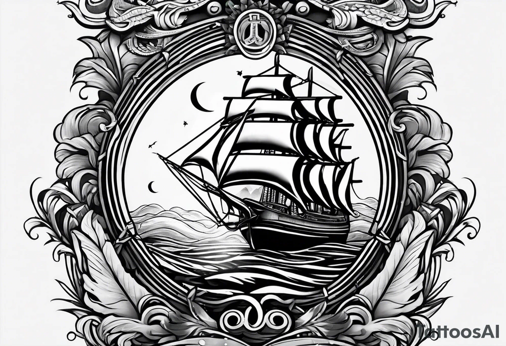 This tattoois a lower leg sleeve.
I want a nautical themed tattoo tattoo idea