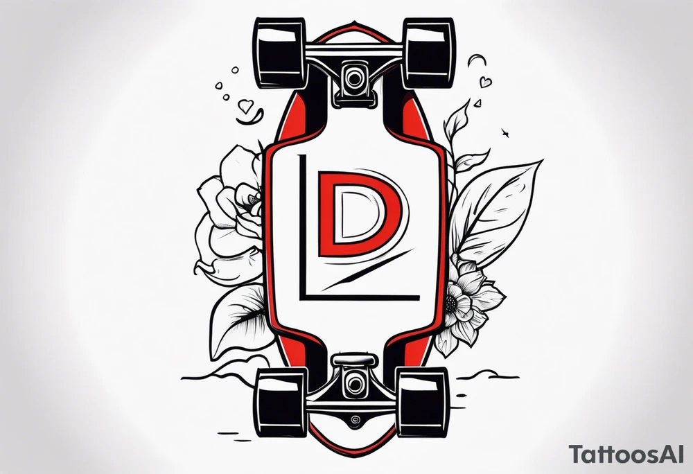 Something with a skateboard and the letters I and D tattoo idea