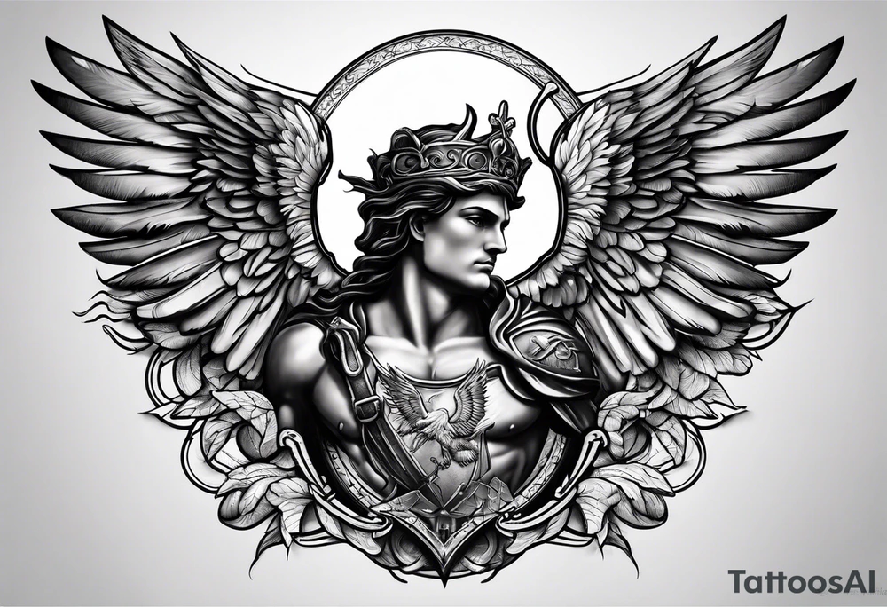 st Micheal tattoo on the outside of the forearm tattoo idea