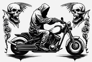 Death reaper riding motorcycle tattoo idea