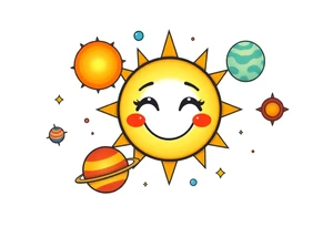 Smiley Cute solar system tattoo idea