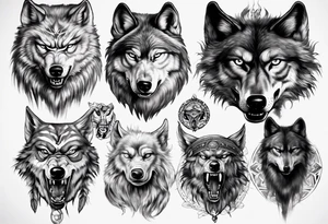 Indian Theme angry 
wolf photorealism tattoo idea