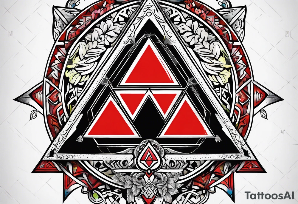 Triforce from the Zelda series highlighting courage strength and wisdom with a woman’s touch tattoo idea