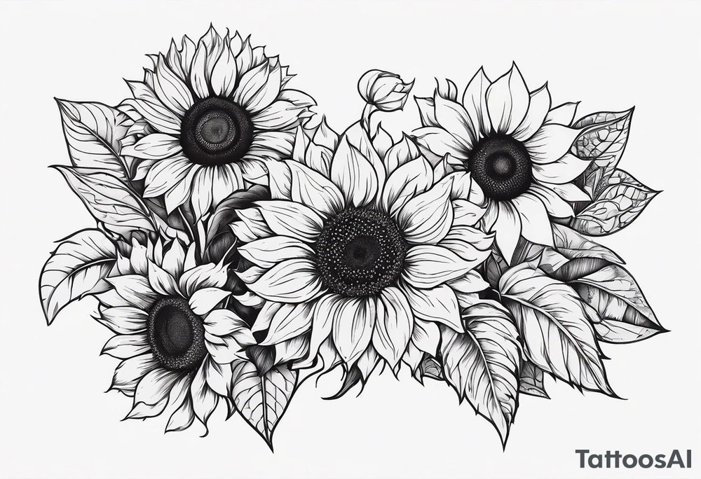 Sunflower sleeve tattoo idea