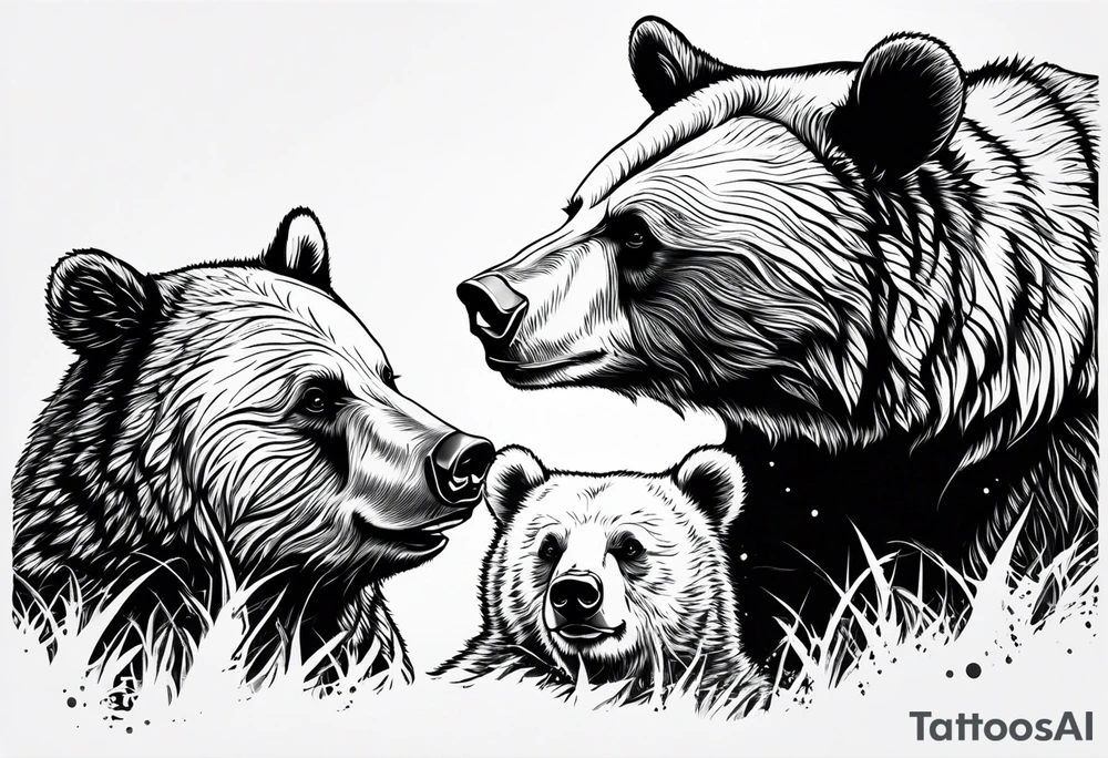 mother bear with cub looking at each other tattoo idea