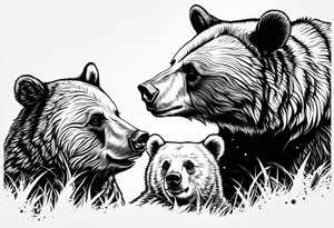 mother bear with cub looking at each other tattoo idea