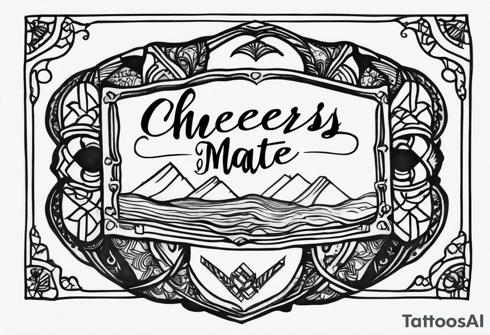 Cheers Mate text, armband +Cancer Ribbon tattoo idea