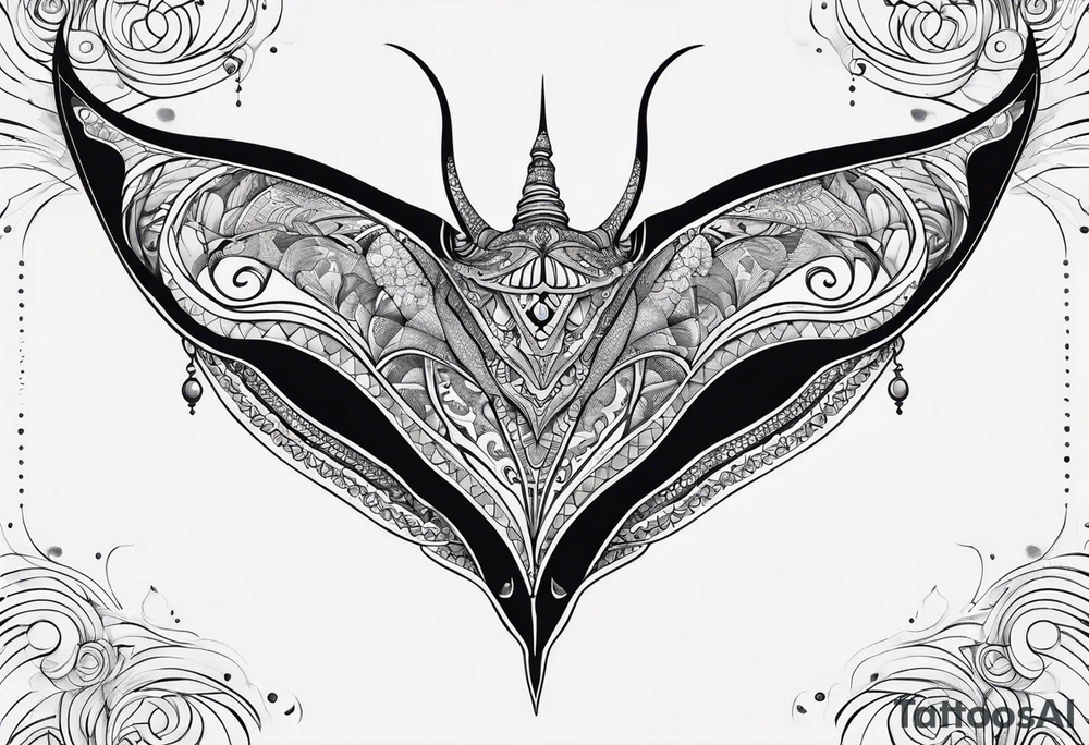 psychadelic manta ray symmetrical tattoo idea