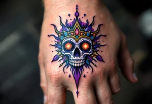 carabela con corona, purple tattoo idea