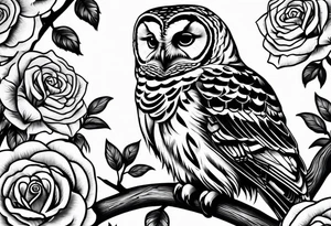Barred owl and a rose tattoo idea