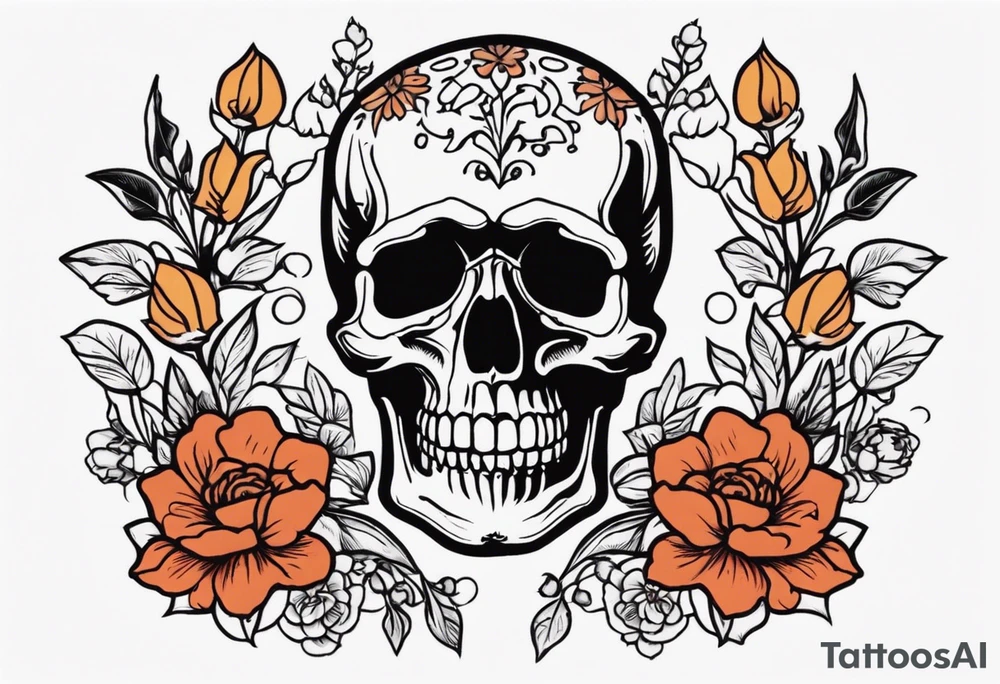 human skeleton

old school vintage simple traditional design surrounded by vintage flowers


bold color simple tattoo idea