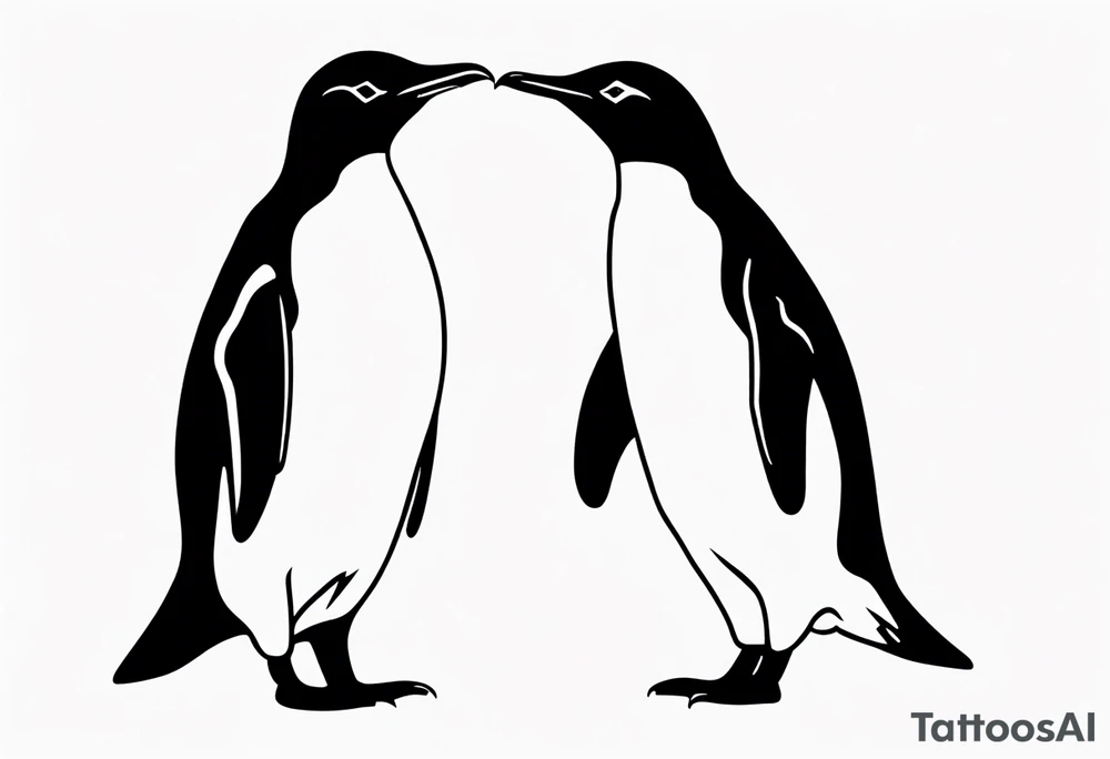 single line penguin tattoo idea