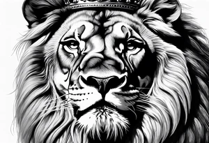 Majestic biting Lion with Crown tattoo idea