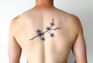 Feminine cherry blossoms thigh tattoo idea
