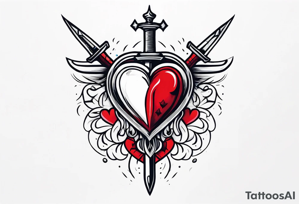 A heart stabbed by a dagger tattoo idea