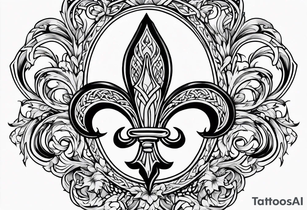 Fleur de lys celtique en flamme tattoo idea