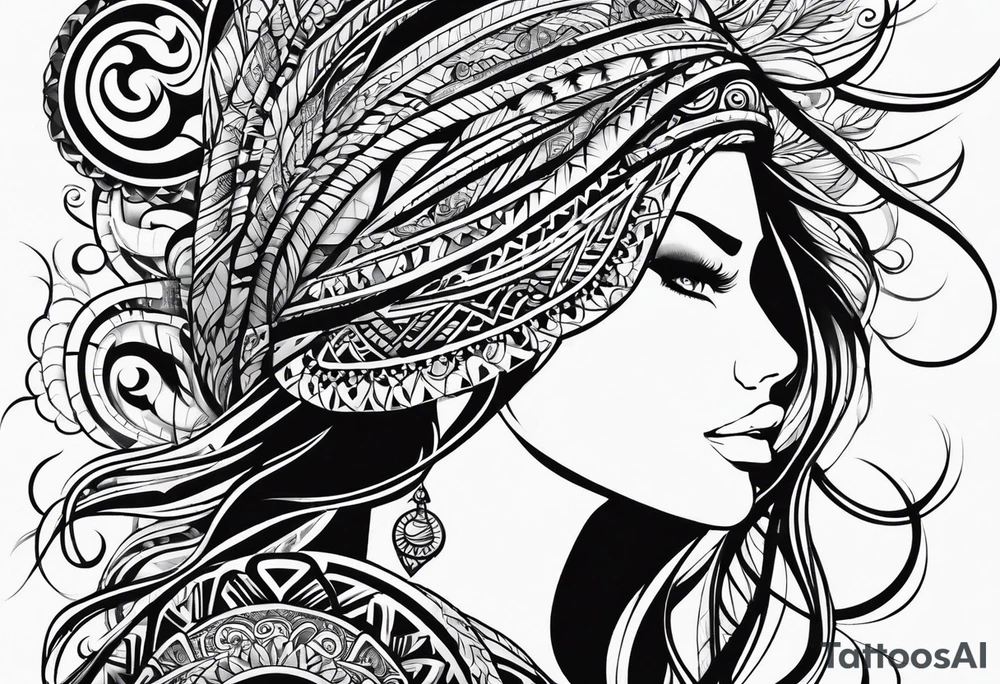 Water flowing tribal designed tattoo tattoo idea