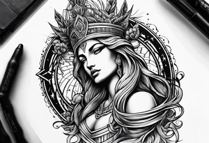 Forearm tattoo of the goddess Justicia tattoo idea