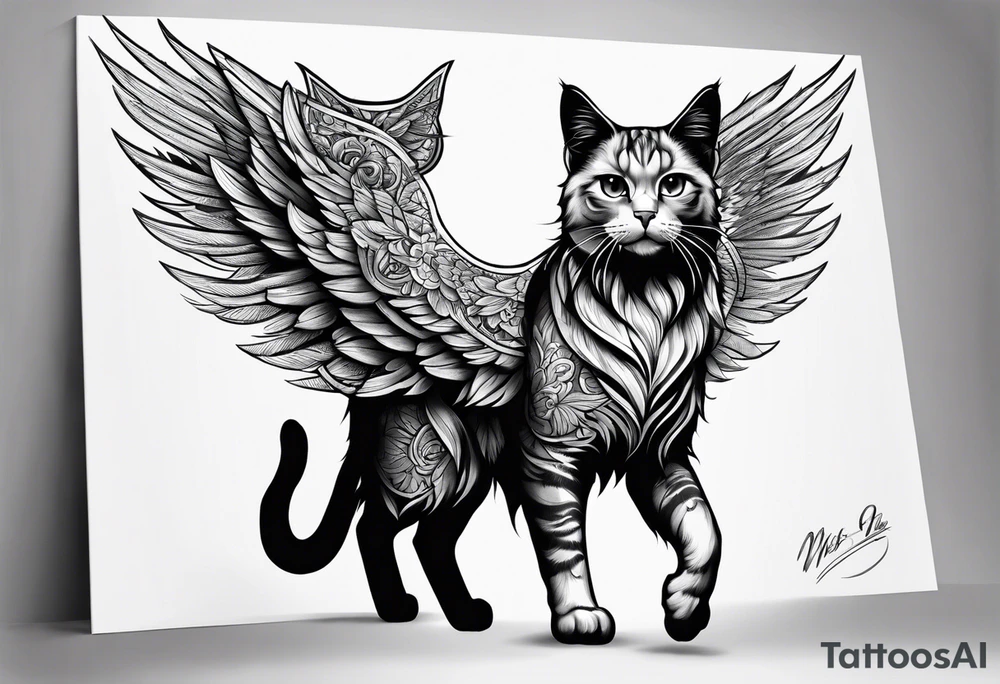 cat with wings tattoo idea