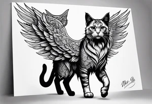 cat with wings tattoo idea