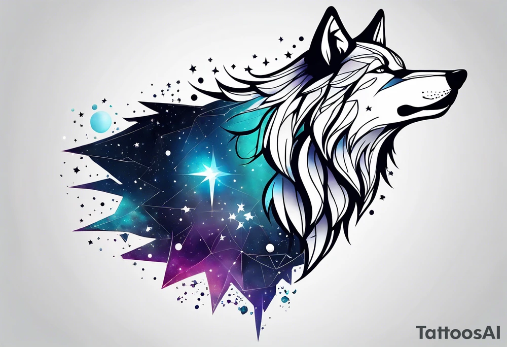 Constellation, animal wolf snow , géométric tattoo idea