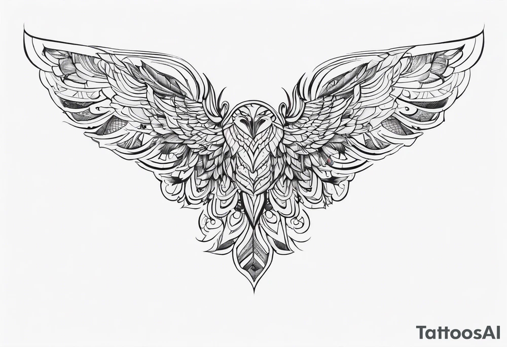 blackwork style with its wings outstretched in flight tattoo idea